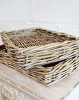 Grey Rattan Rectanglular Serving Tray