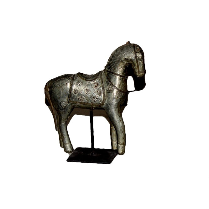 Hand Carved Metal Horse Ornament