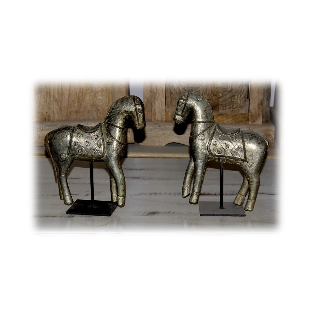 Hand Carved Metal Horse Ornament