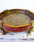 Hand Painted Indian Timber Grinder Tables | Assorted Sizes