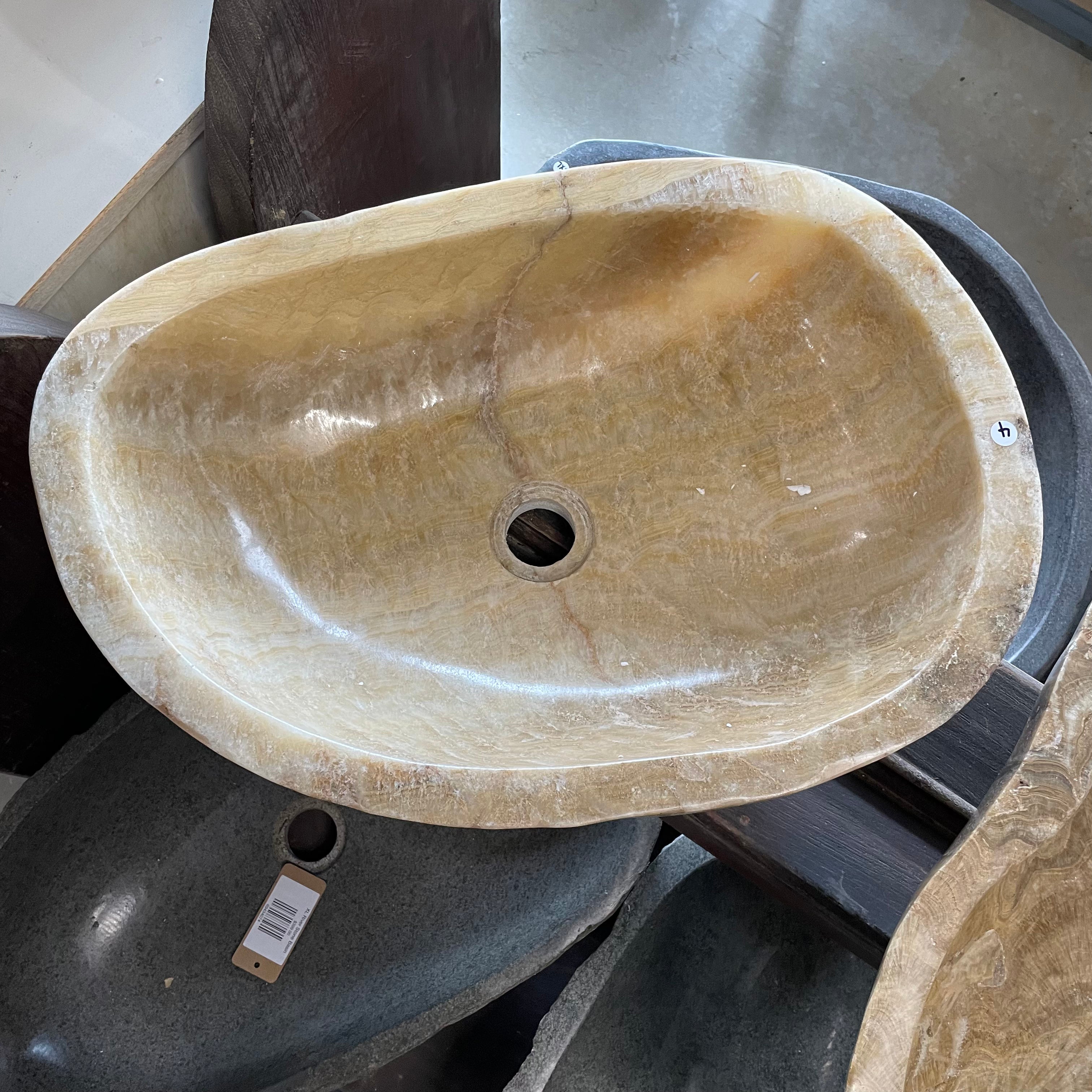 Oval Polished Onyx Stone Basin 