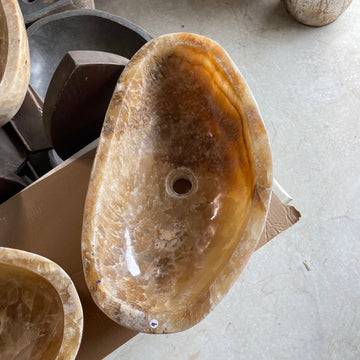 Oval Polished Onyx Stone Basin #009
