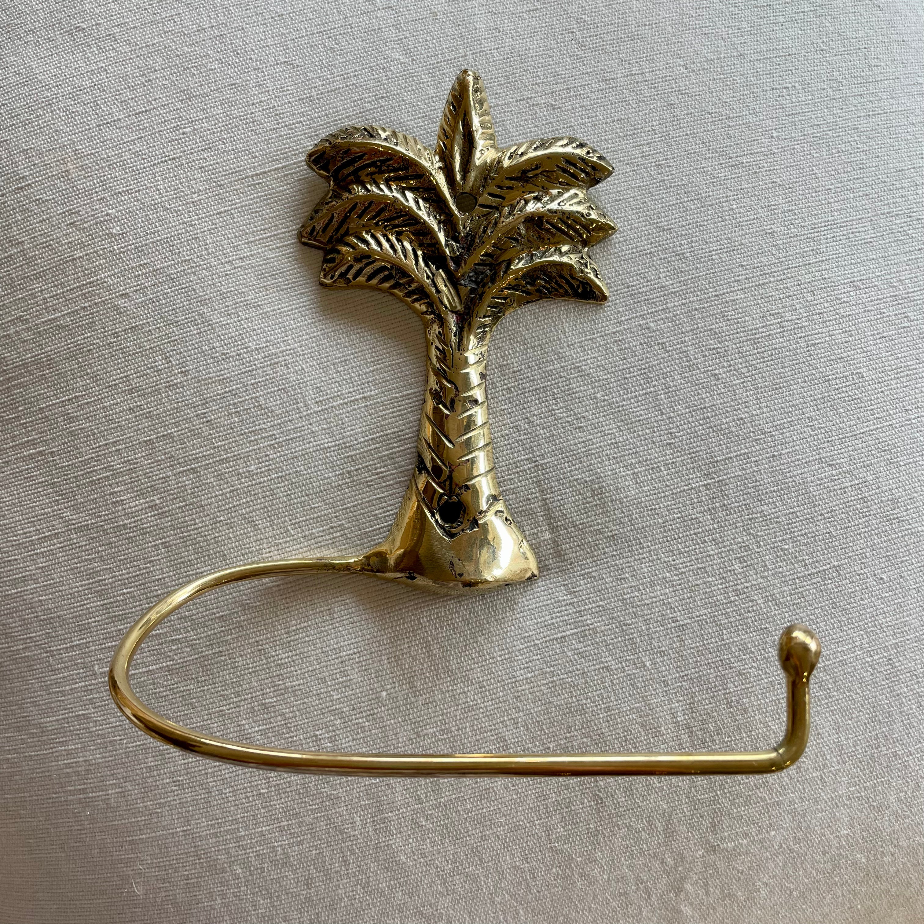 Tropical Palm Brass Toilet Roll Holder