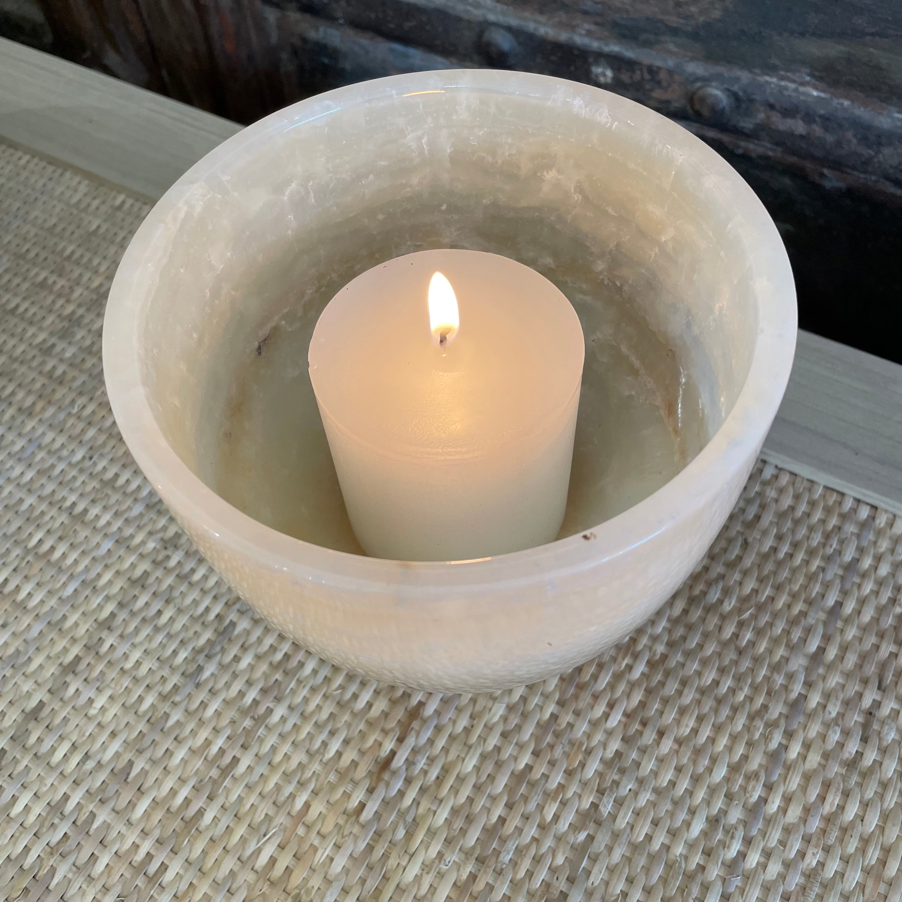 Onyx Stone Round Stand Candle Holder