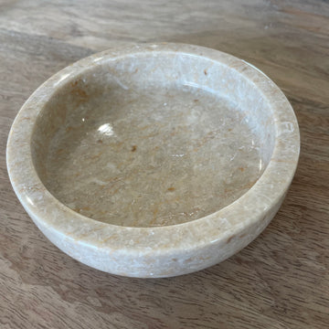 Beige Marble Stone Round Dish 12cm Dia