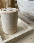 Beige Marble Stone Tooth Brush Holder