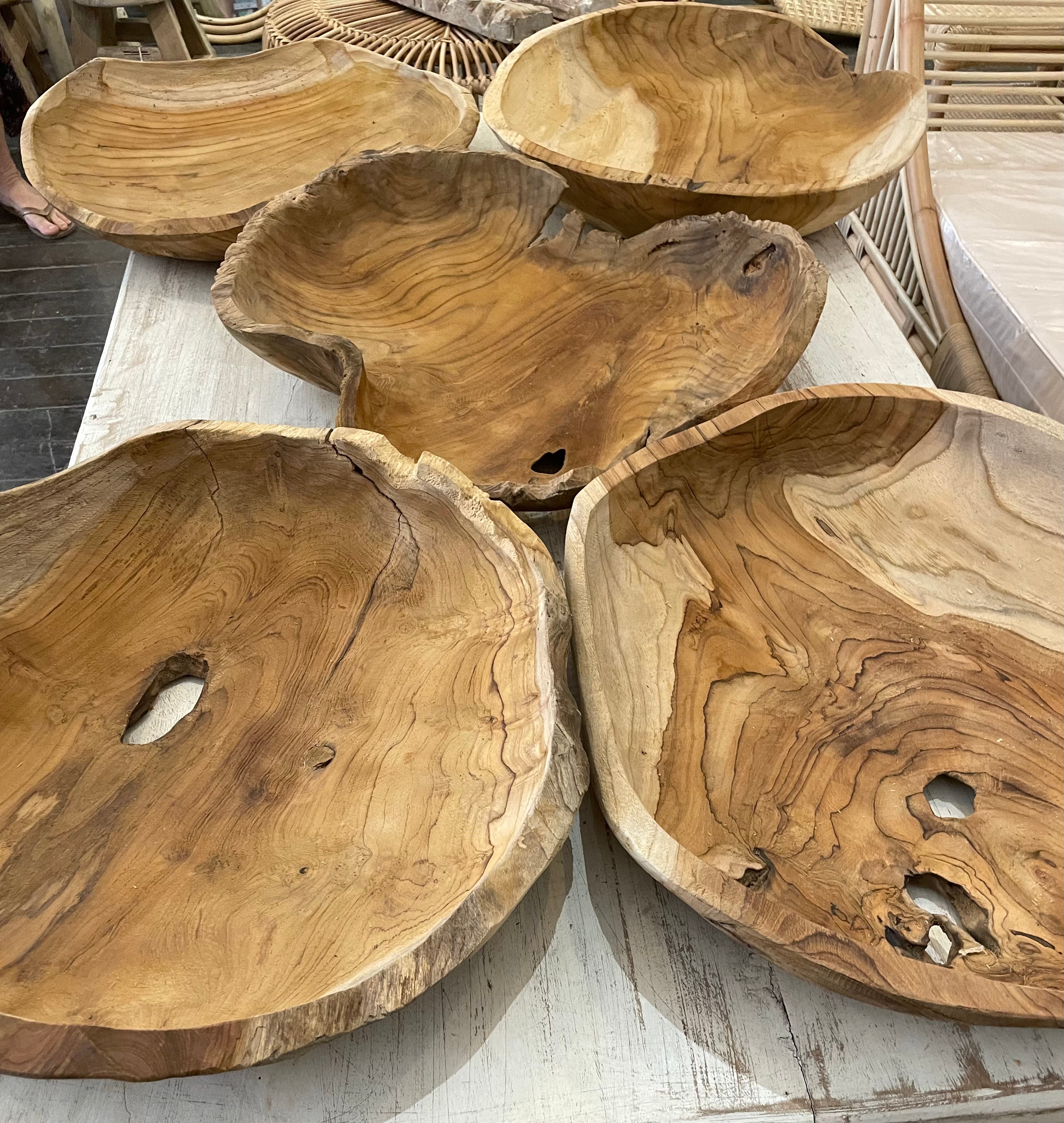 Large Rustic Teak Timber Bowl