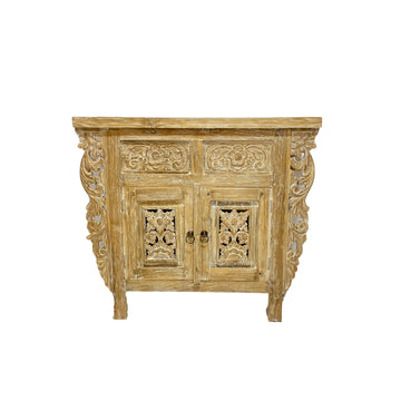 Indah White Wash Carved Teak Vanity 90cm