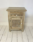 Indian Carved Wooden Bedside Table