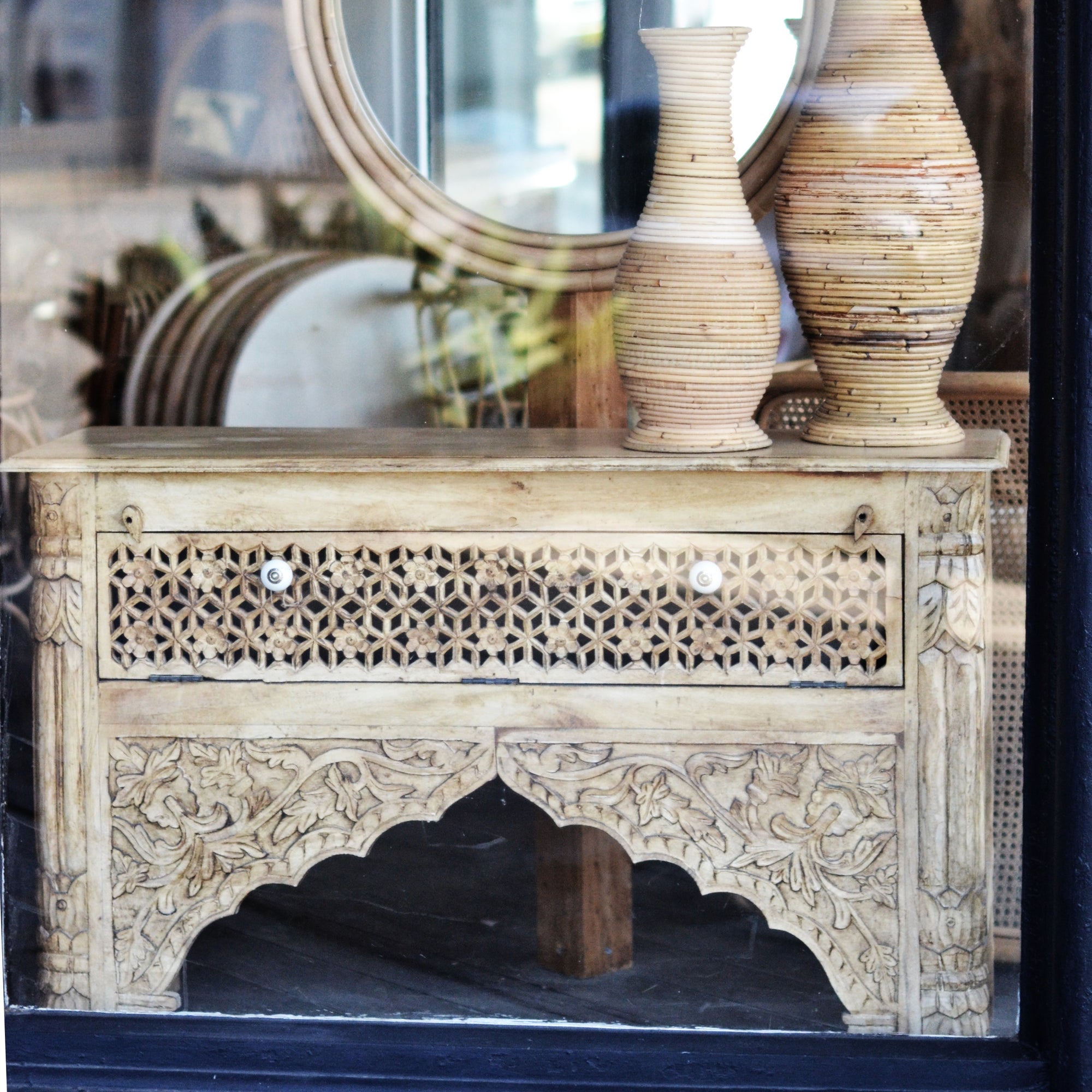 Jaali Indian Carved Sideboard 120cm