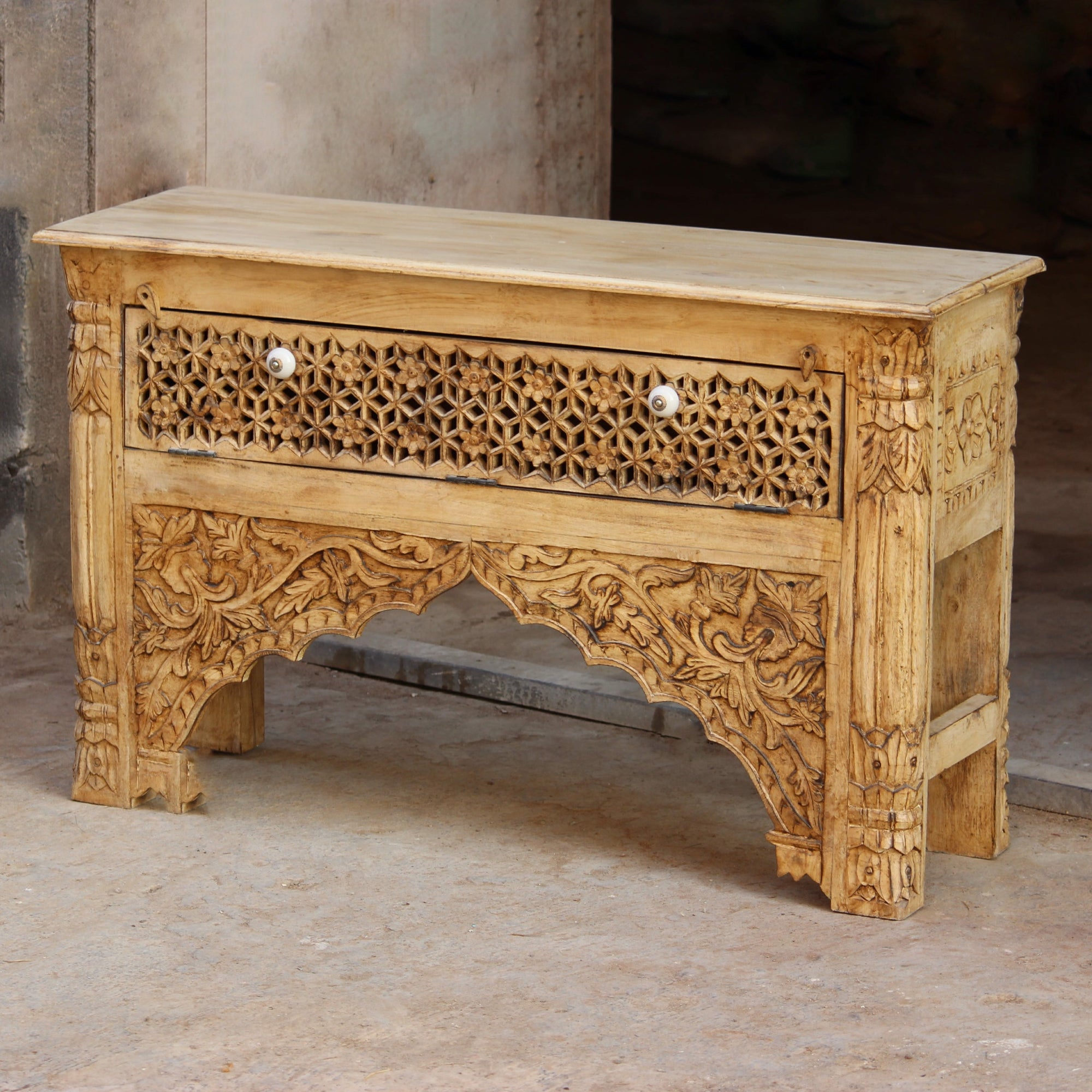 Jaali Indian Carved Sideboard 120cm