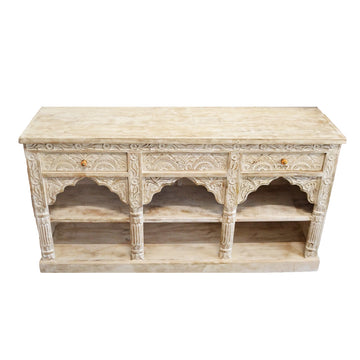 Indian White Wash Arch Timber Sideboard 150cm