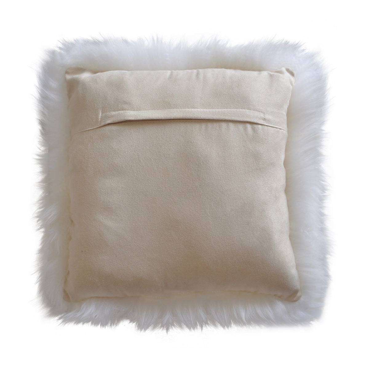 Ivory Wool Sheepskin Square Cushion Cover 40cm - Microsuede