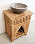 Kalak White Wash Carved Teak Vanity - 60cm Length | Made To Order