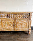 Kediri White Wash Carved Teak Sideboard 220cm