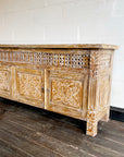 Kediri White Wash Carved Teak Sideboard 220cm