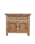 Kediri White Wash Carved Teak Vanity 90cm