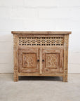 Kediri White Wash Carved Teak Vanity 90cm