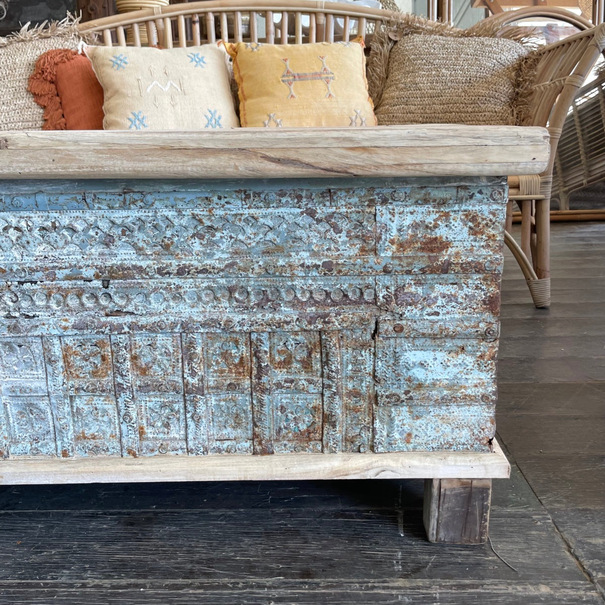 Acid Wash Indian Timber Dowry Chest | Assorted Sizes + Designs