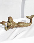 Large Aged Brass Mermaid Laying