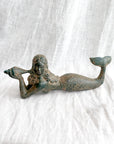 Large Aged Brass Mermaid Laying