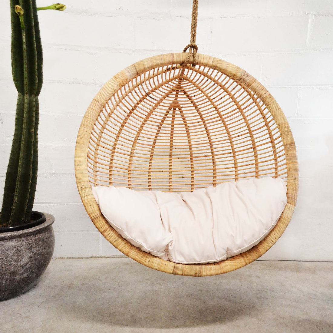 Dusk Single Round Cane Hanging Chair Paradise Living Co.