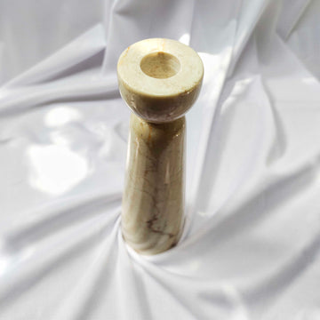 Large Hikari Beige Marble Stone Candle Holder