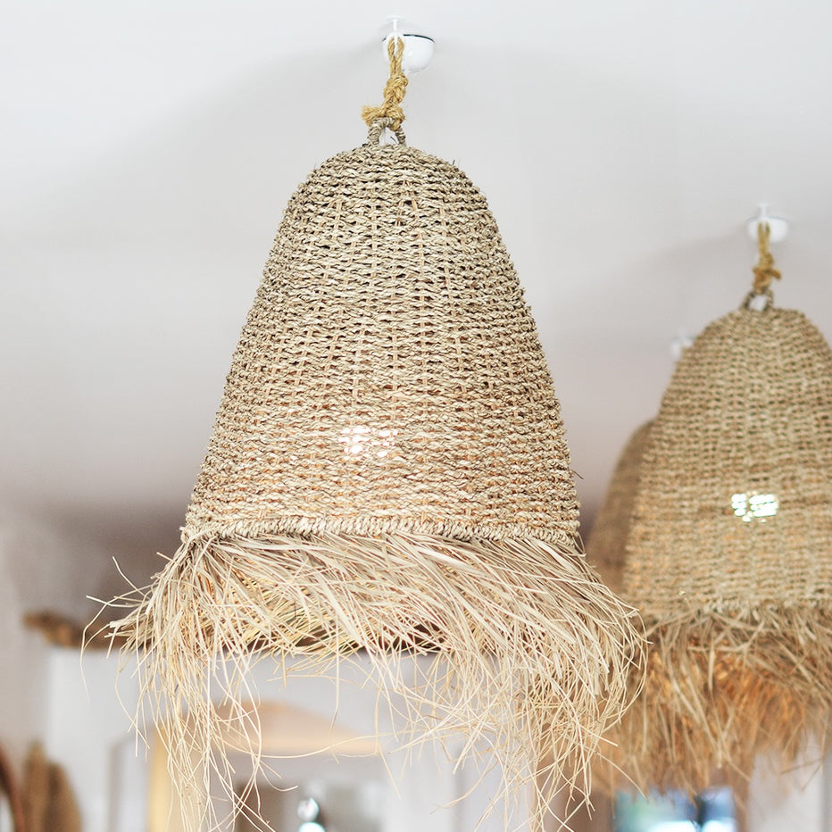 Large Natural Seagrass Fringe Pendant – Paradise Living Co.