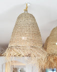 Large Natural Seagrass Fringe Pendant