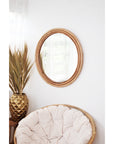 Large Round Rattan Mirror 80cm Dia