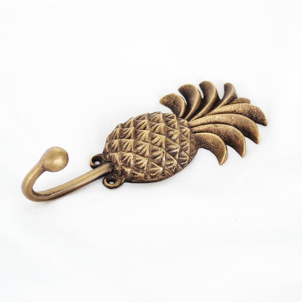 Large Tropical Pineapple Brass Wall Hook 14cm