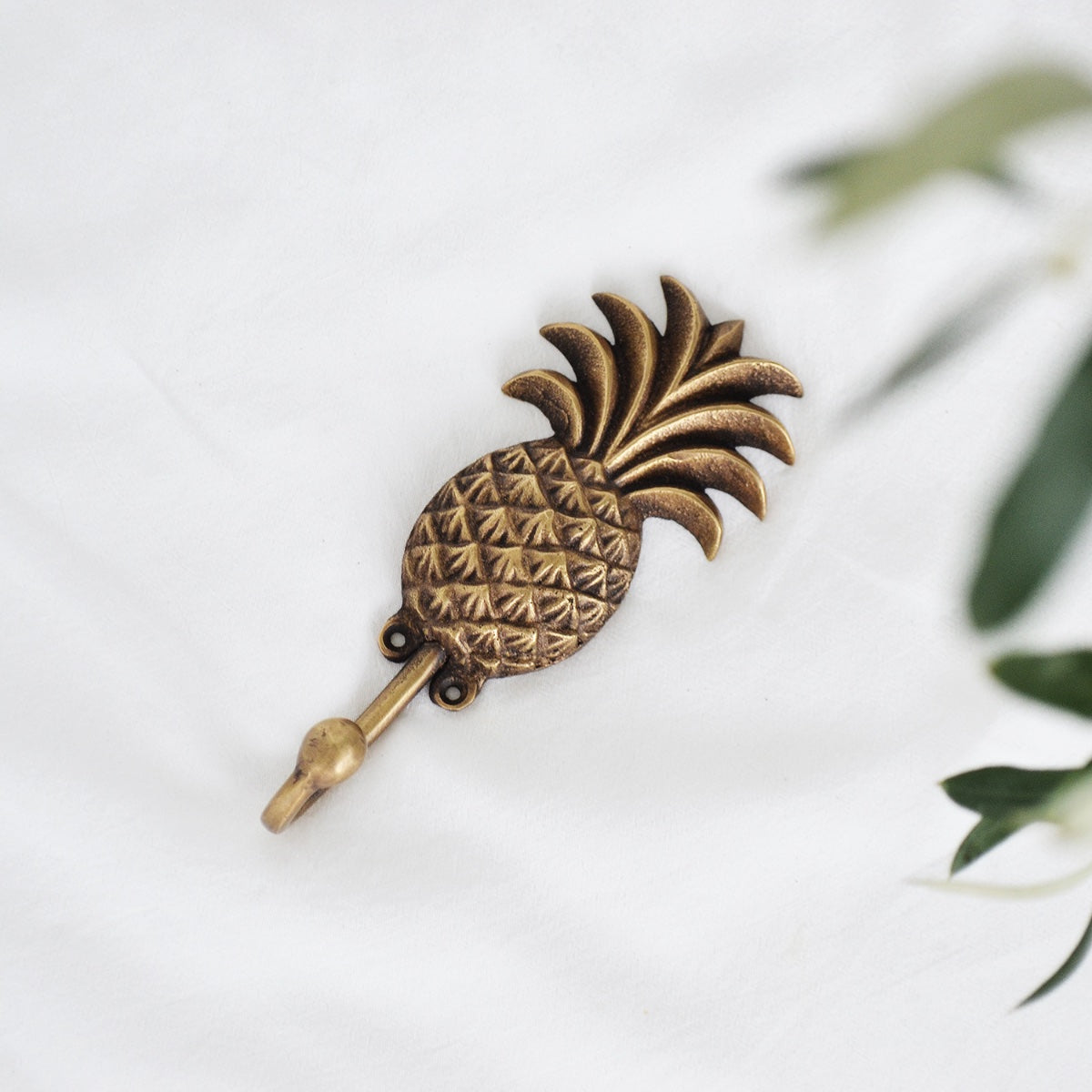 Large Tropical Pineapple Brass Wall Hook 14cm