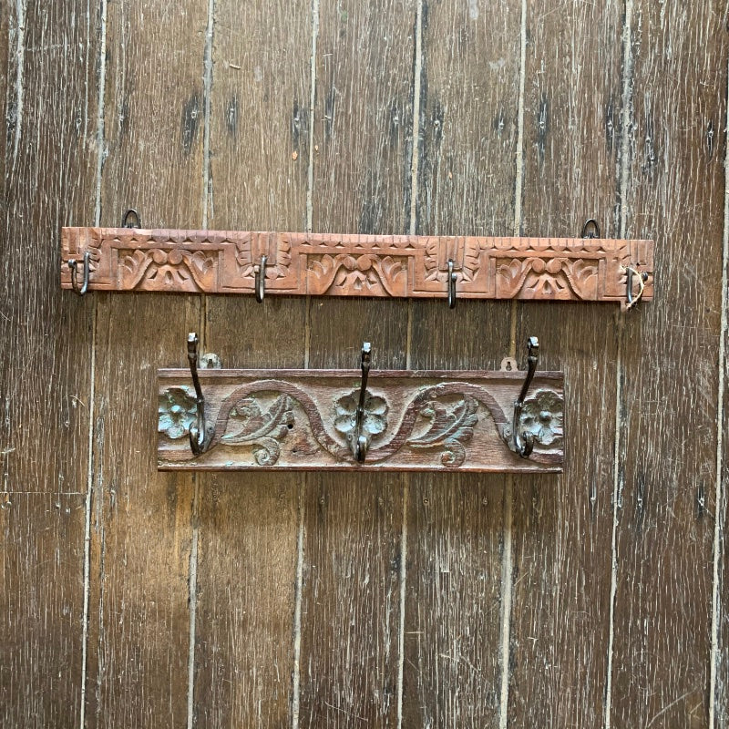 Small Vintage Indian Timber Wall Hooks