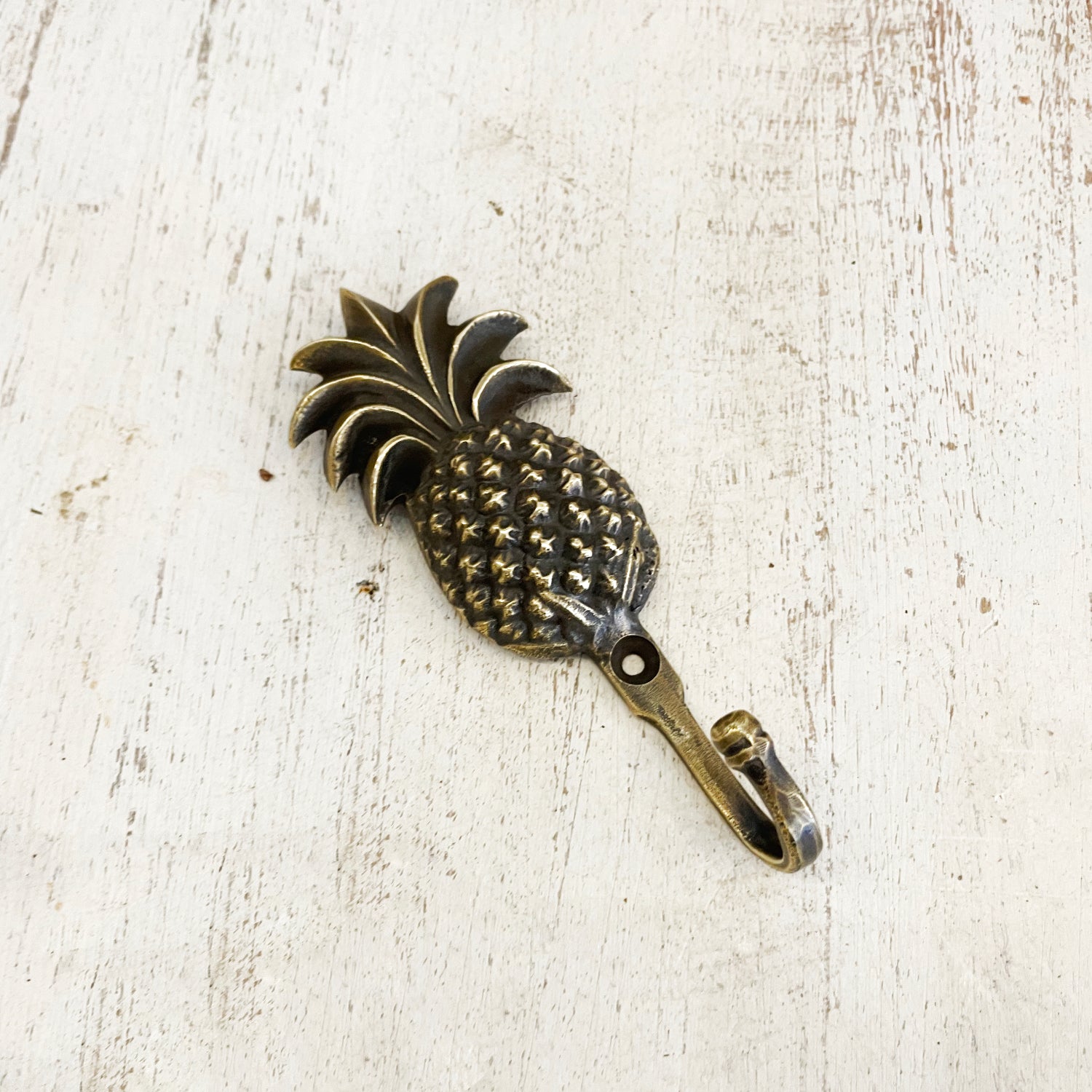 Medium Tropical Pineapple Brass Wall Hook 11cm