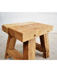 Mini Rectangular Rustic Teak Stool 30cm