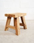 Mini Rectangular Rustic Teak Stool 30cm