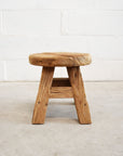 Mini Round Rustic Teak Stool 30cm