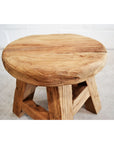 Mini Round Rustic Teak Stool 30cm