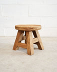 Mini Round Rustic Teak Stool 30cm