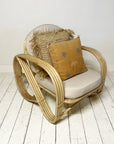 Natural Pretzel Rattan Arm Chair - Cream Cushion