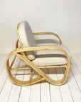 Natural Pretzel Rattan Arm Chair - Cream Cushion