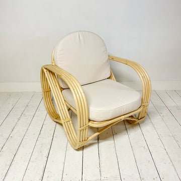 Natural Pretzel Rattan Arm Chair - Cream Cushion