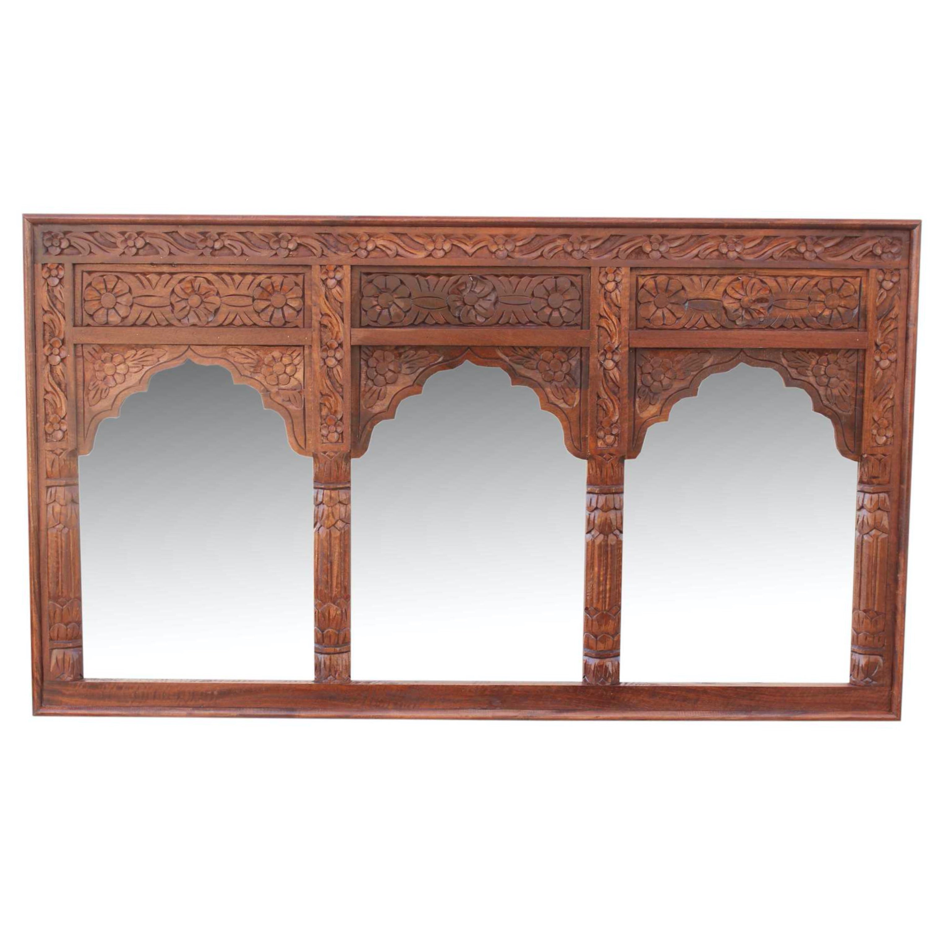 arch indian timber carved mirror