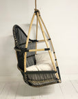 Round Single Cane Hanging Chair - Black & Natural