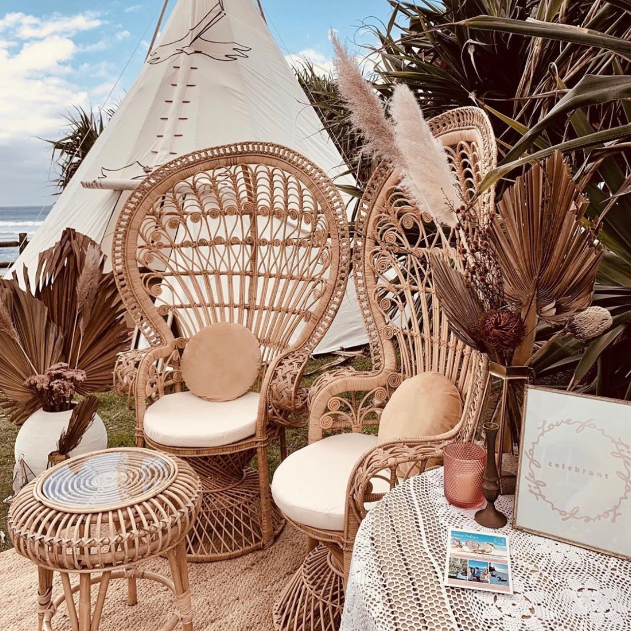 Event Rentals Rent Wicker Peacock Chair Vintage Demi Peacock Chair