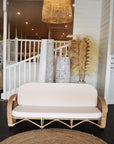 Natural Pretzel Rattan 3 Seater Lounge - Cream Cushion