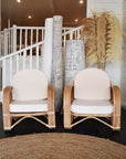 Natural Pretzel Rattan Arm Chair - Cream Cushion