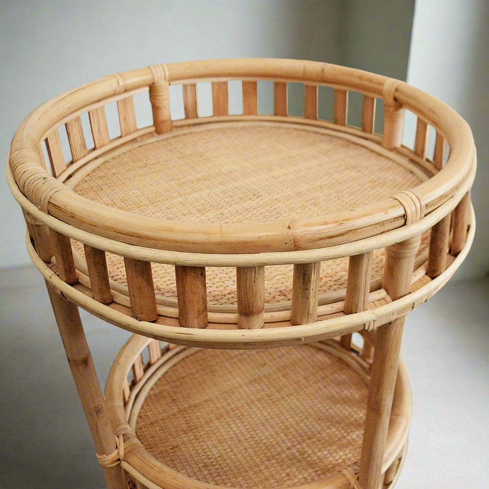 Round Rattan Bar Set Halia Round Rattan Bar Cart - Natural – Paradise Living Co.