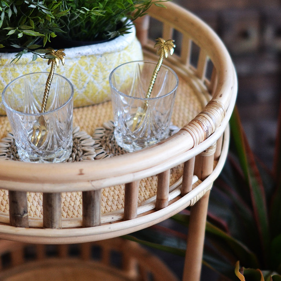 Halia Round Rattan Bar Cart Natural Paradise Living Co.