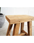 Rectangular Rustic Workers Teak Stool 50cm